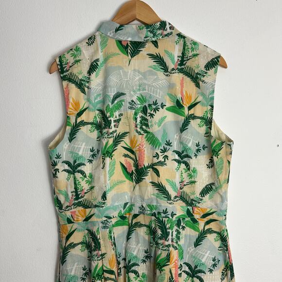 Emily and Fin Clara Shirt Dress Tropical Womens Large Sleeveless Floral Pockets - Picture 7 of 10